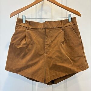Free People High-Waisted Pleated Faux Suede Shorts Size M
